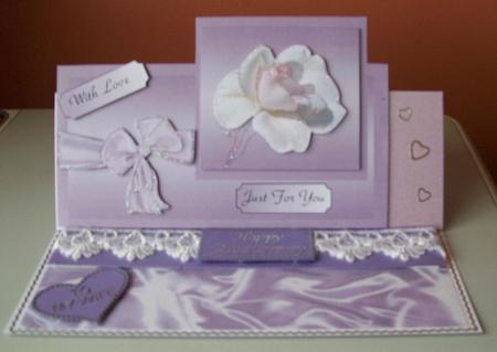Pink and White Rose Card Front by Joan Mary Smith
