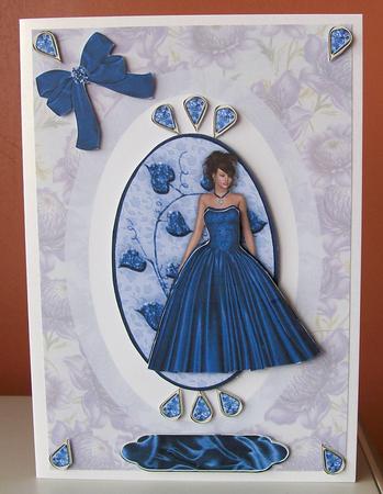 Sapphire in Satin - A6 Card Topper and Decoupage by Joan Mary Smith