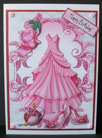 Pink Party Dress with Shoes and Perfume by Joan Mary Smith
