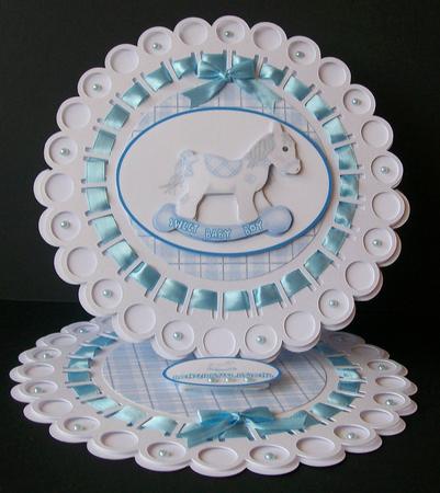 Sweet Baby Boy Rocking Horse Decoupage Topper by Joan Mary Smith