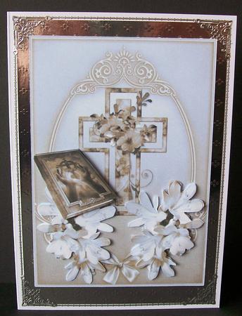 Flowers and Cross Card with Decoupage by Joan Mary Smith
