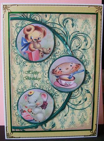 All Smiles Easy Cut Circular Swirl Frame Trio Card by Joan Mary Smith