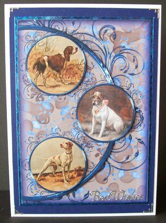 Vintage Dogs Easy Cut Circular Swirl Frame Trio Card by Joan Mary Smith