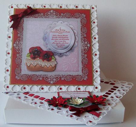 Ruby Wedding Anniversary Cupcake Recipe (1) 8x8 Card Topper by Joan Mary Smith