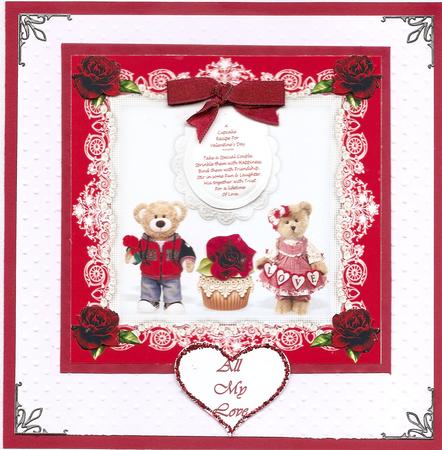 A Cupcake Recipe for Valentine's Day 8 x 8 Card Topper (1) by Joan Mary Smith