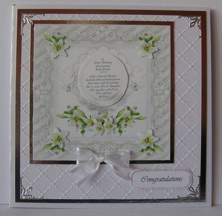A Silver Wedding Anniversary Cake Recipe (3) 8x8 Card Topper by Joan Mary Smith