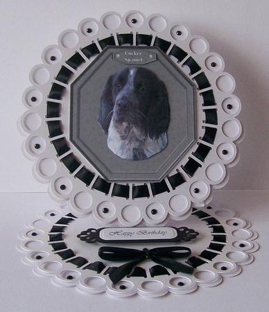 Cocker Spaniel,black & White,plaque & Stand by Joan Mary Smith