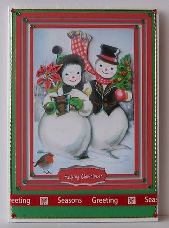 Lovely Snowman Family Bringing Gifts  by Joan Mary Smith