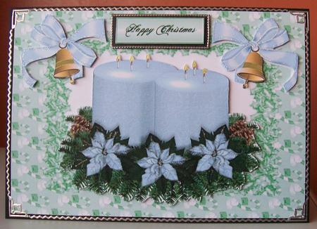 White Christmas Candle in Holly Frame by Joan Mary Smith