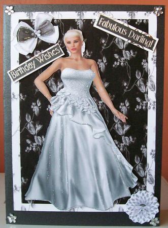 Pretty Lady in White Satin Dress by Joan Mary Smith