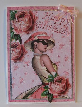 Pretty Lady in Dress with Roses by Joan Mary Smith
