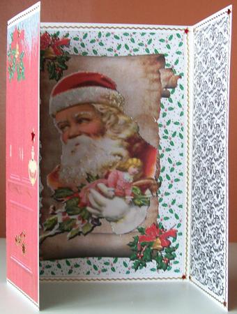 Vintage Santa on Old Scroll Gatefold by Joan Mary Smith