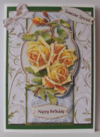 Lovely Yellow Roses in a Ornate Plaque  by Joan Mary Smith