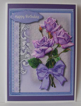Beautiful Lilac Roses and Lace  by Joan Mary Smith