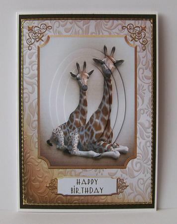 Giraffe Babies A5 Topper with Pyramage by Joan Mary Smith