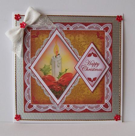 Single Candle Happy Christmas 7in Double Diamond Topper by Joan Mary Smith