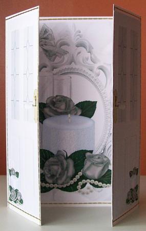 Pretty Candle and Roses, Gatefold by Joan Mary Smith