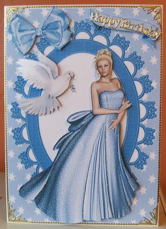 Beautiful Lady in Silver Dress with Dove by Joan Mary Smith