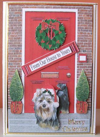 Christmas Door with Yorkshire Terrier by Joan Mary Smith