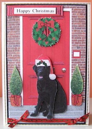 Christmas Door with Black Labrador by Joan Mary Smith