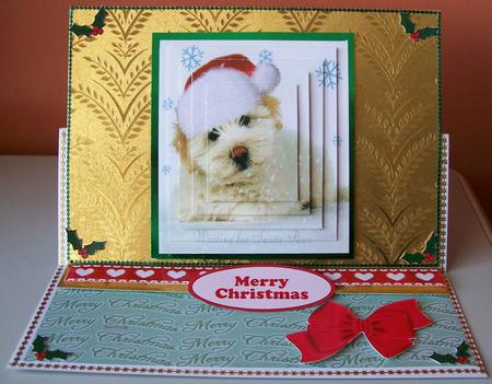 Cute Little Westie with Santa Hat on , Pyramids by Joan Mary Smith