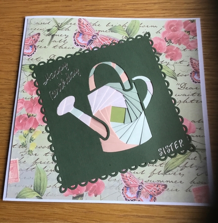 Olive Coloured Sweet Pea Stamp A4 Backing Paper by Joan Murfitt