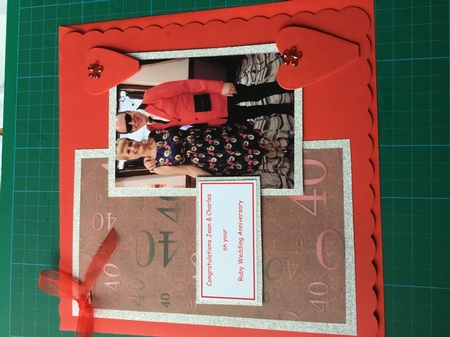 Dark Red Metallic 40 Birthday A4 Backing Paper by Joan Murfitt