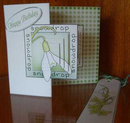 Snowdrop Fold Back Card with Pyramage by Joan Murfitt