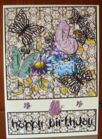 Flowers & Butterflies Loving Wishes Birthday Patchoupage by Joan Murfitt