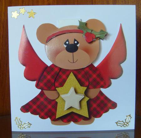 Christmas Angel Teddy Flip-up Card by Joan Murfitt