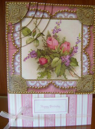 Rose Bouquet1 Vintage 6inch Duo Corner Stack Card Front by Joan Murfitt