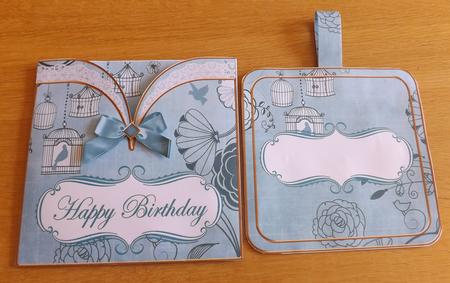 Teal Birdcage Happy Birthday Vintage Pocket Pull Card Kit by Joan Murfitt