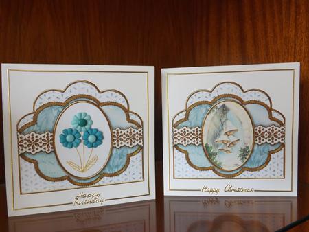 Snow Bells Em Anglaise Scallop Card Base Frame by Joan Murfitt