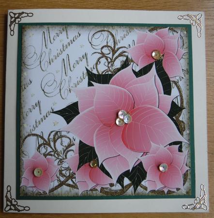 Pink Poinsettias Large Square Topper 1 by Joan Murfitt