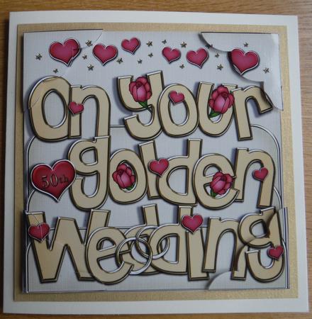 8 x 8 Golden Wedding Anniversary Scalloped Corner Topper by Joan Murfitt