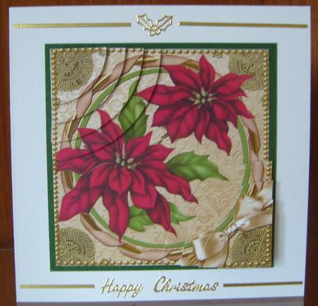 Poinsettia Gold Circle 6 Inch Duo Corner Stack Card Front by Joan Murfitt