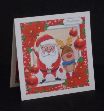 Gorgeous Santa & Reindeer 8x8 by Joan Prince