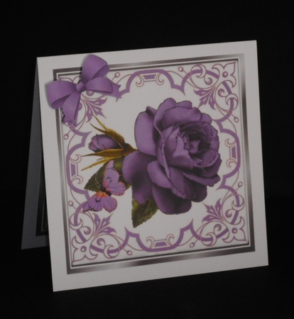 Pretty ornate purple scroll 8x8 card front/insert frame by Joan Prince