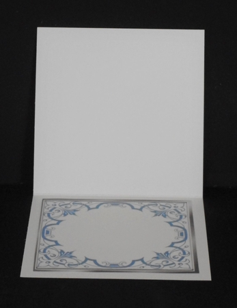 Pretty ornate blue scroll 8x8 card front/insert frame by Joan Prince