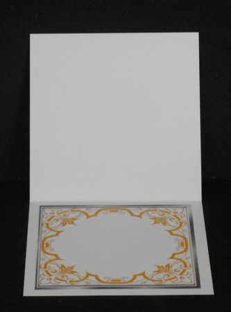 Pretty ornate gold scroll 8x8 card front/insert frame with flowers by Joan Prince