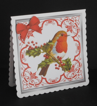 Pretty ornate red scroll 8x8 card front/insert frame by Joan Prince