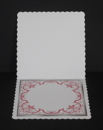 Pretty ornate pink scroll 8x8 card front/insert frame with pretty birds by Joan Prince
