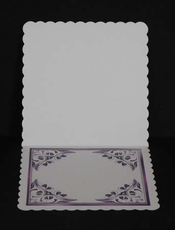 pretty ornate card front/insert with leaves in purple 7x7 by Joan Prince