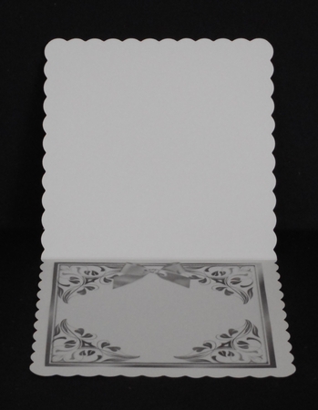 pretty ornate card front/insert with leaves in silver 7x7 with eles by Joan Prince