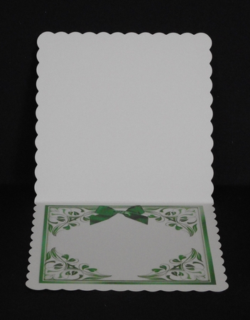 pretty ornate card front/insert with leaves in green 7x7 flowers with birds by Joan Prince