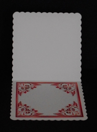 pretty ornate card front/insert with leaves in cerise 7x7 with a dragon  by Joan Prince