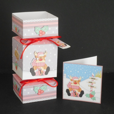 3D Large Christmas Cracker Box Mini Kit -  Rudolph has Presents by Joan Prince