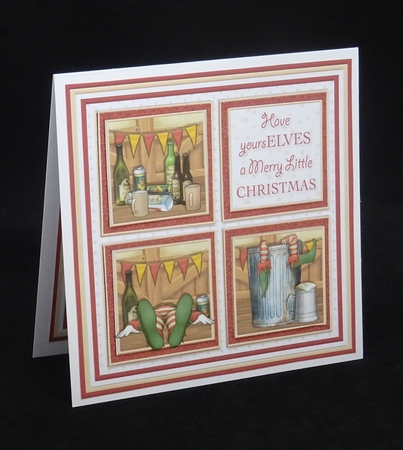 MERRY ELF SQUARES 7.5 Humorous Quick Layer Card & Insert Kit by Joan Prince