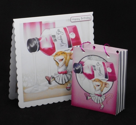Mrs Pink Gin Mouse Mini Gift Bag by Joan Prince