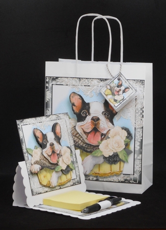 Frenchie in A Basket  by Joan Prince